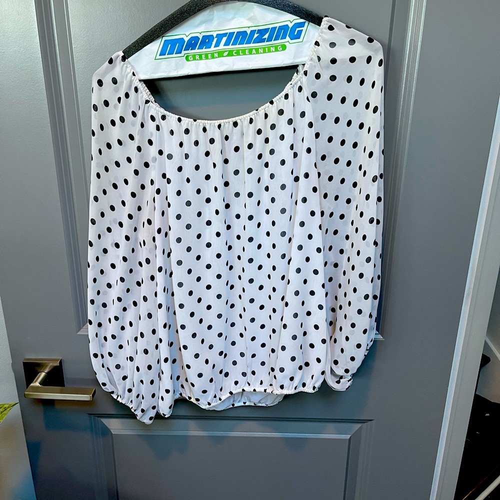 Sheer Vince Camino polka dot top